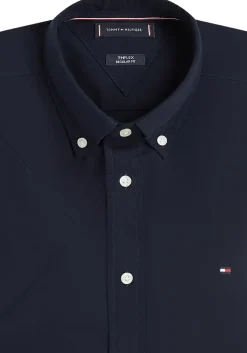Tommy Hilfiger Flex Poplin Regular Fit Shirt, korte mouw, popeline, donkerblauw