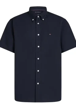 Tommy Hilfiger Flex Poplin Regular Fit Shirt, korte mouw, popeline, donkerblauw