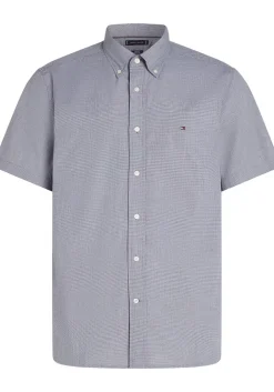 Tommy Hilfiger Flex Poplin Regular Fit Shirt, korte mouw, popeline, donkerblauw geruit