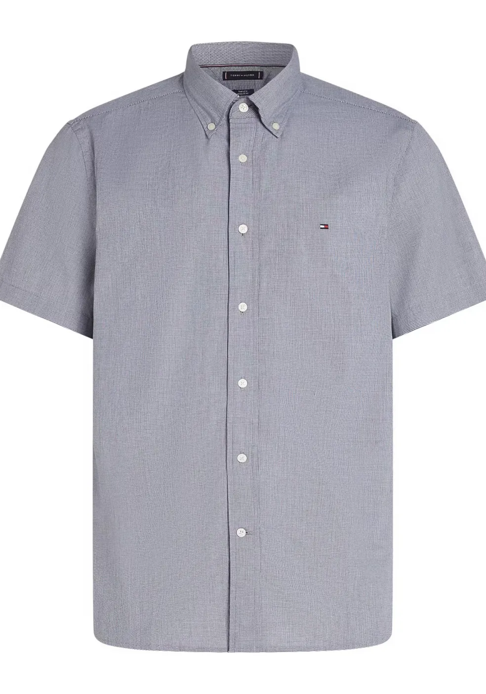 Tommy Hilfiger Flex Poplin Regular Fit Shirt, korte mouw, popeline, donkerblauw geruit