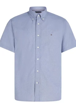 Tommy Hilfiger Flex Poplin Regular Fit Shirt, korte mouw, popeline, heel fijn blauw met wit geruit