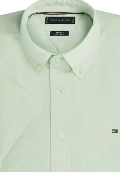 Tommy Hilfiger Flex Poplin Regular Fit Shirt, korte mouw, popeline, lichtgroen
