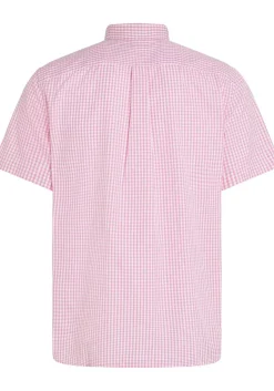 Tommy Hilfiger Flex Poplin Regular Fit Shirt, korte mouw, popeline, roze met wit geruit