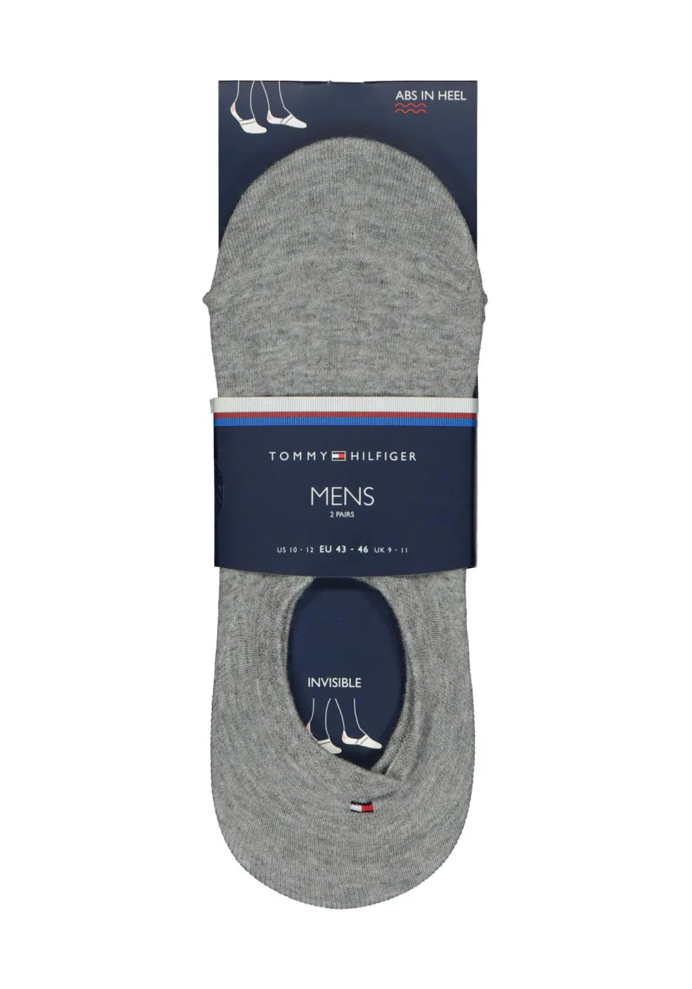 Tommy Hilfiger Footie Socks (2-pack), heren sneaker sokken katoen, onzichtbaar, grijs melange