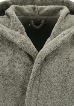 Tommy Hilfiger heren badjas, dik badstof met capuchon, grijs