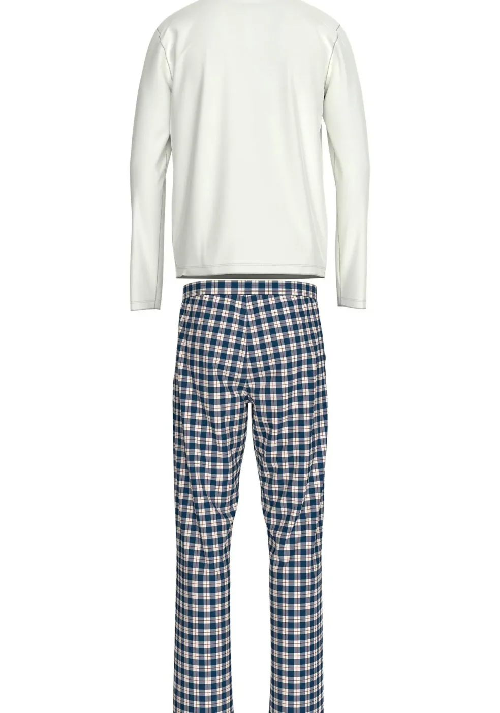 Tommy Hilfiger heren pyjama set, wit shirt met blauw met wit geruite broek
