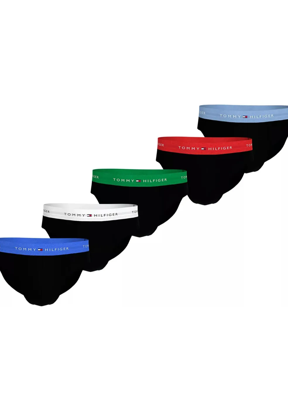 Tommy Hilfiger hipster briefs (5-pack), heren slips, zwart met gekleurde tailleband