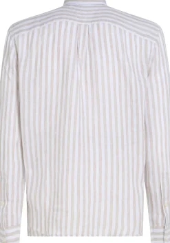 Tommy Hilfiger Linen Essential Regular Fit Shirt, structuur, beige met wit gestreept