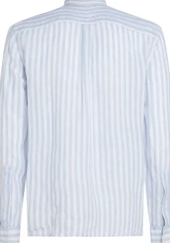 Tommy Hilfiger Linen Essential Regular Fit Shirt, structuur, lichtblauw met wit gestreept