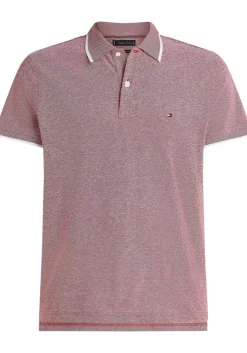 Tommy Hilfiger Linen Pique Regular Polo, heren poloshirt, rood melange