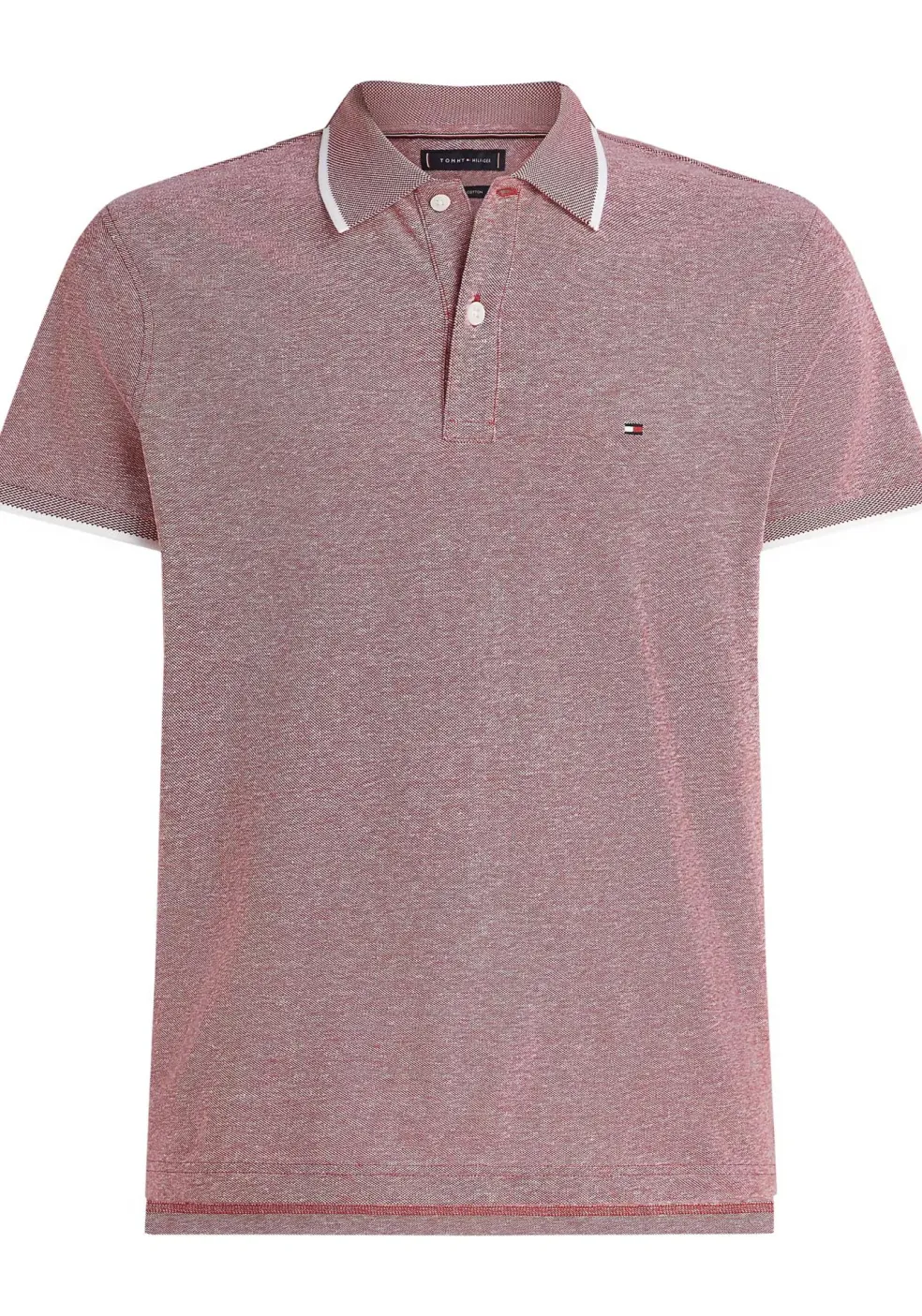 Tommy Hilfiger Linen Pique Regular Polo, heren poloshirt, rood melange