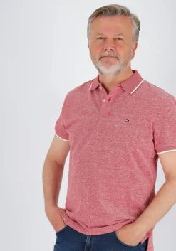 Tommy Hilfiger Linen Pique Regular Polo, heren poloshirt, rood melange