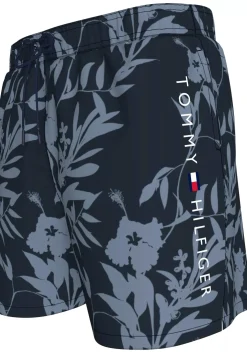 Tommy Hilfiger Medium Drawstring swimshort, heren zwembroek, donkerblauw met lichtblauwe bloemen print