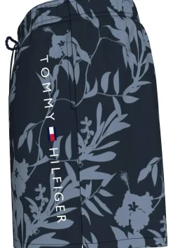 Tommy Hilfiger Medium Drawstring swimshort, heren zwembroek, donkerblauw met lichtblauwe bloemen print