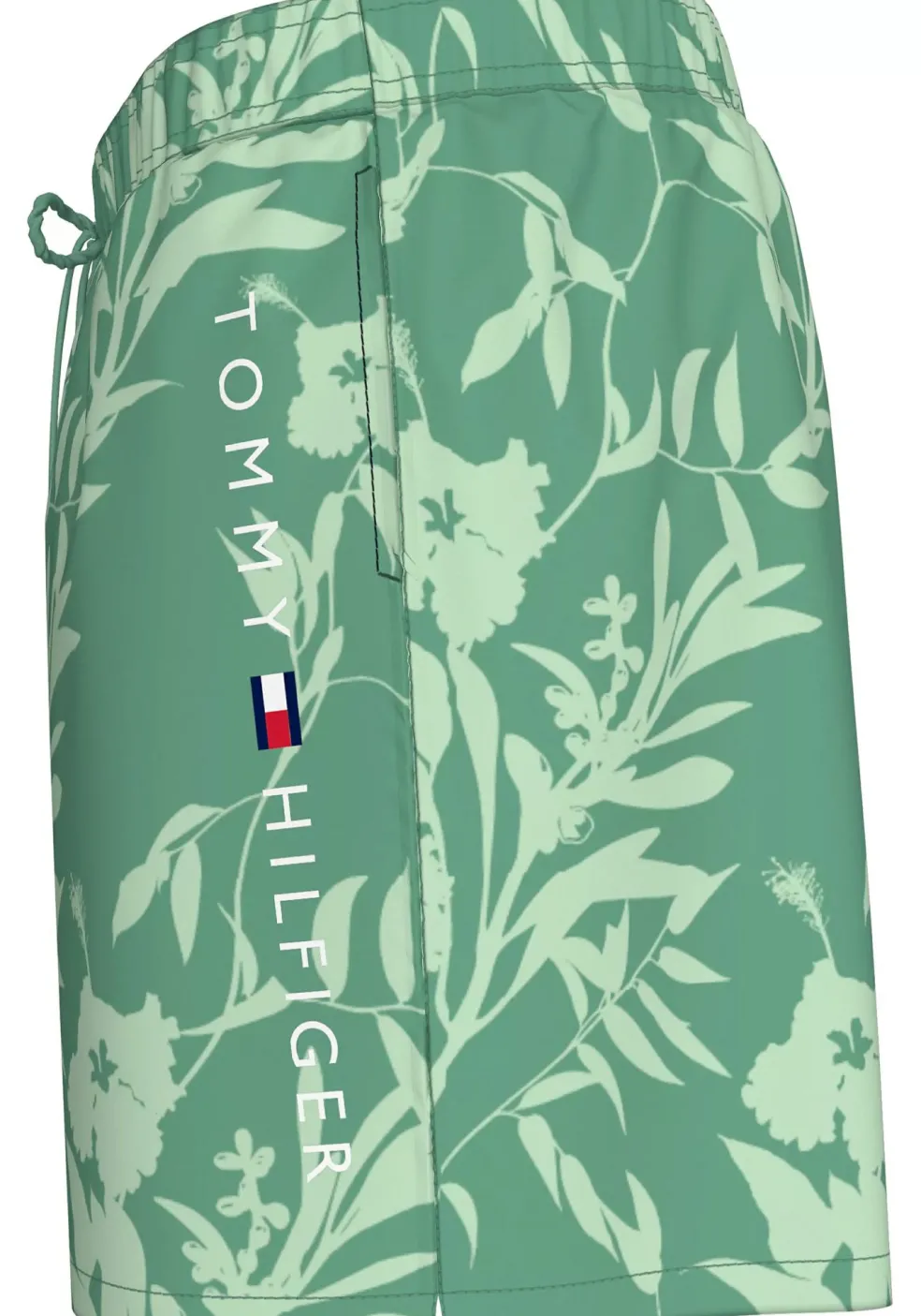 Tommy Hilfiger Medium Drawstring swimshort, heren zwembroek, groen met lichtgroene bloemen print