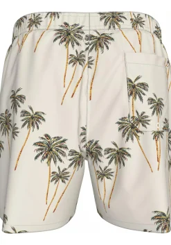 Tommy Hilfiger Medium Drawstring swimshort, heren zwembroek, offwhite met palmbomen print