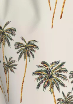 Tommy Hilfiger Medium Drawstring swimshort, heren zwembroek, offwhite met palmbomen print