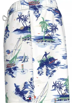 Tommy Hilfiger Medium Drawstring swimshort, heren zwembroek, wit met print