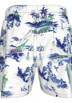 Tommy Hilfiger Medium Drawstring swimshort, heren zwembroek, wit met print