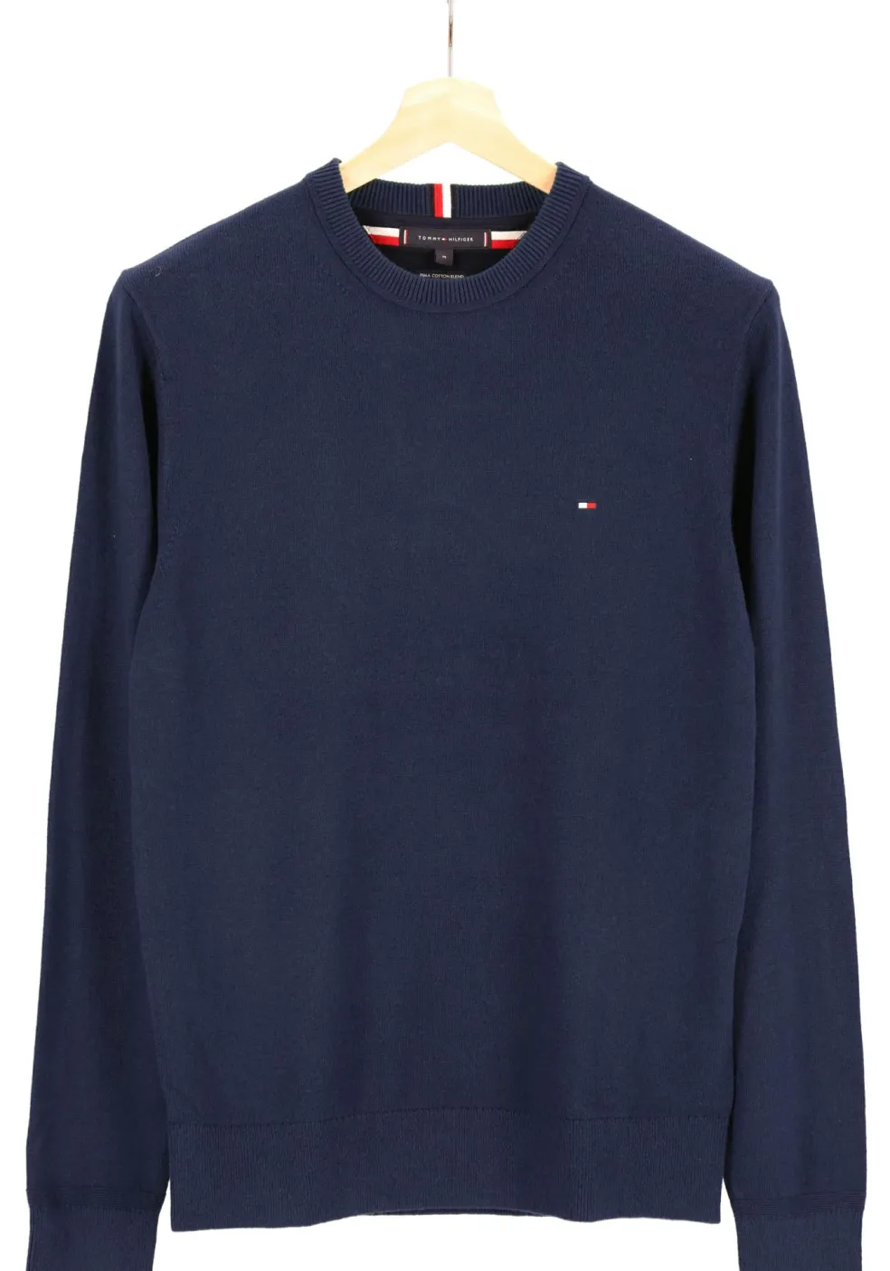 Tommy Hilfiger O-hals trui katoen met kasjmier, Pima Organic Cotton Cashmere, donkerblauw (Desert Sky)
