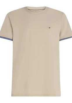Tommy Hilfiger Performance Tipped Tee, heren T-shirt korte mouw O-hals, beige