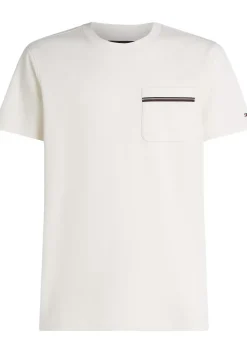 Tommy Hilfiger Pique Pocket Tee, heren T-shirt korte mouw O-hals, offwhite