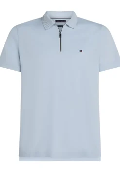 Tommy Hilfiger Pique Zip Regular Polo, heren poloshirt, blauw