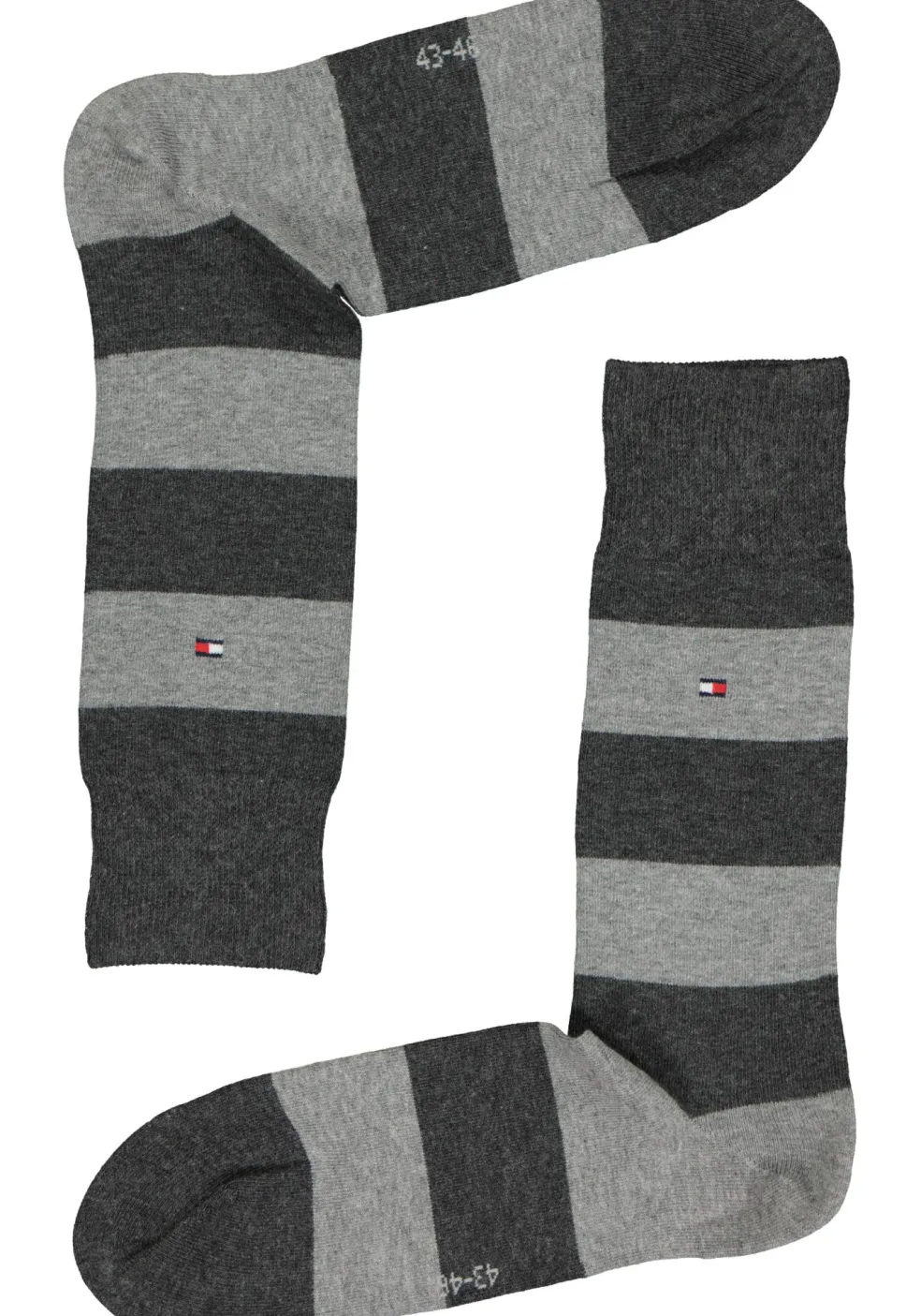 Tommy Hilfiger Rugby Stripe (2-pack), herensokken katoen gestreept en uni, antraciet-grijs