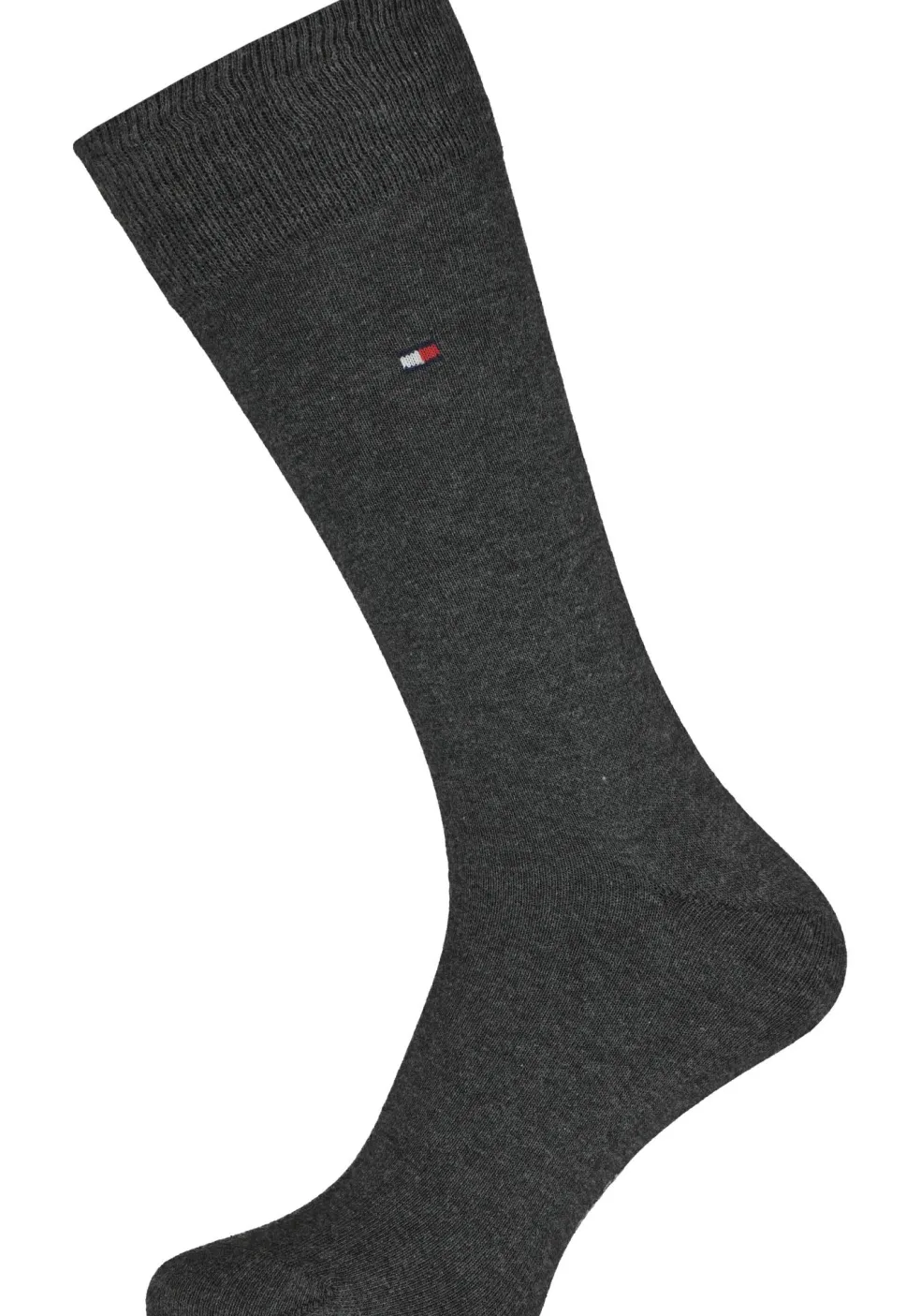 Tommy Hilfiger Rugby Stripe (2-pack), herensokken katoen gestreept en uni, antraciet-grijs