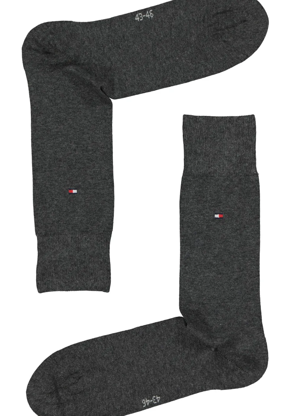 Tommy Hilfiger Rugby Stripe (2-pack), herensokken katoen gestreept en uni, antraciet-grijs