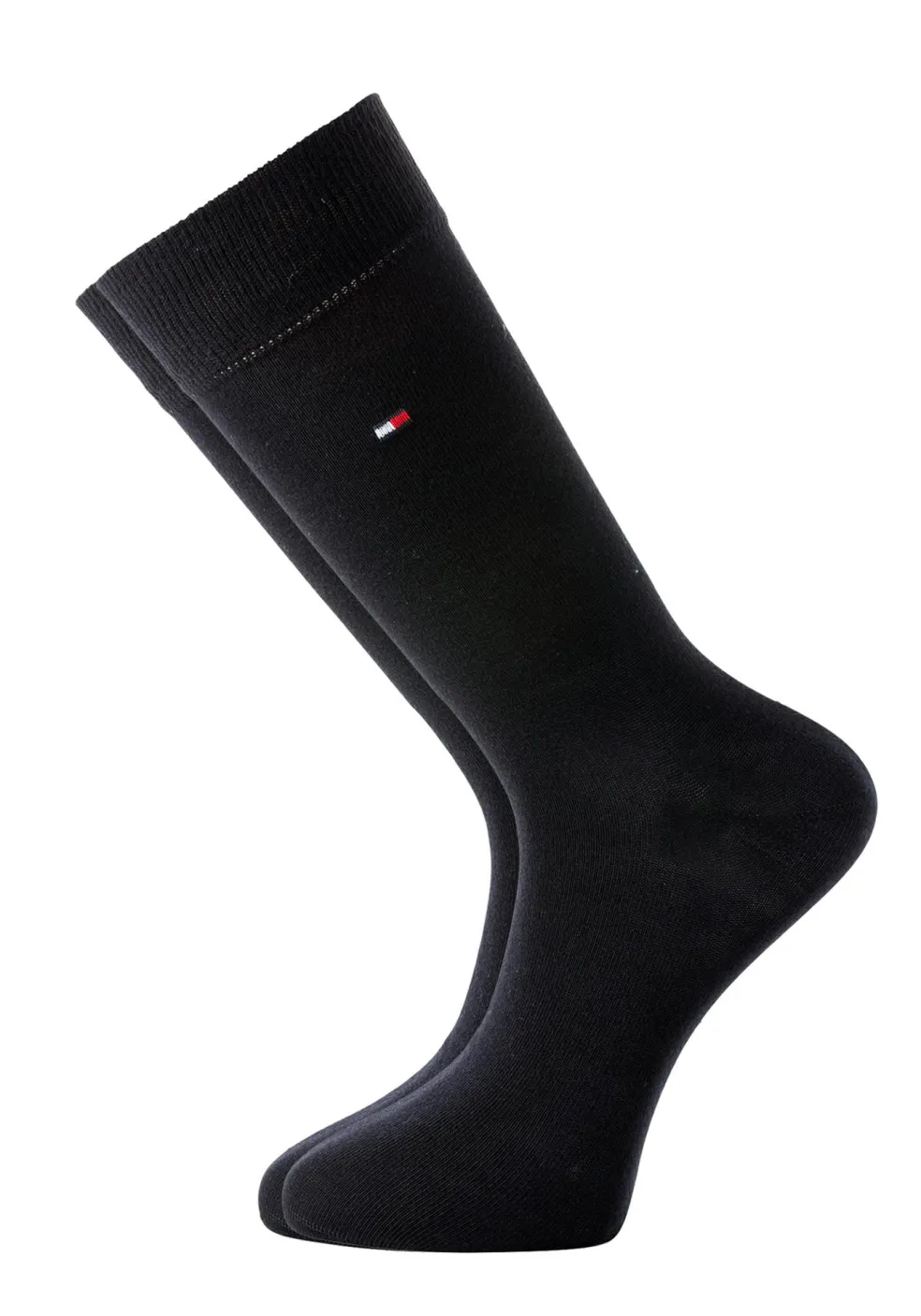 Tommy Hilfiger Rugby Stripe Socks (2-pack), herensokken katoen gestreept en uni, zwart met grijs