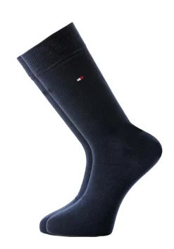 Tommy Hilfiger Rugby Stripe Socks (2-pack), herensokken katoen gestreept en uni, blauw met rood