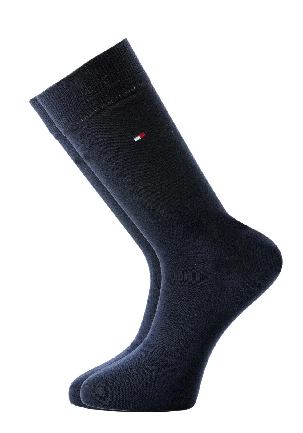 Tommy Hilfiger Rugby Stripe Socks (2-pack), herensokken katoen gestreept en uni, blauw met rood