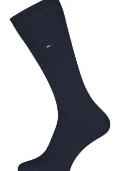 Tommy Hilfiger Rugby Stripe Socks (2-pack), herensokken katoen gestreept en uni, blauw met rood