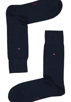 Tommy Hilfiger Rugby Stripe Socks (2-pack), herensokken katoen gestreept en uni, blauw met rood