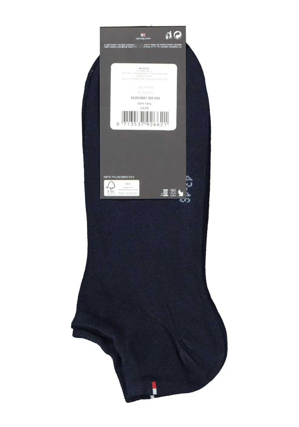 Tommy Hilfiger Sneaker Socks (2-pack), heren enkelsokken katoen, dark navy