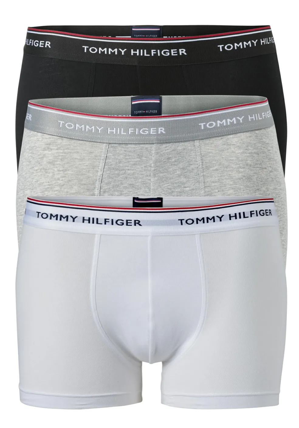 Tommy Hilfiger trunks (3-pack), heren boxers normale lengte, zwart, wit en grijs