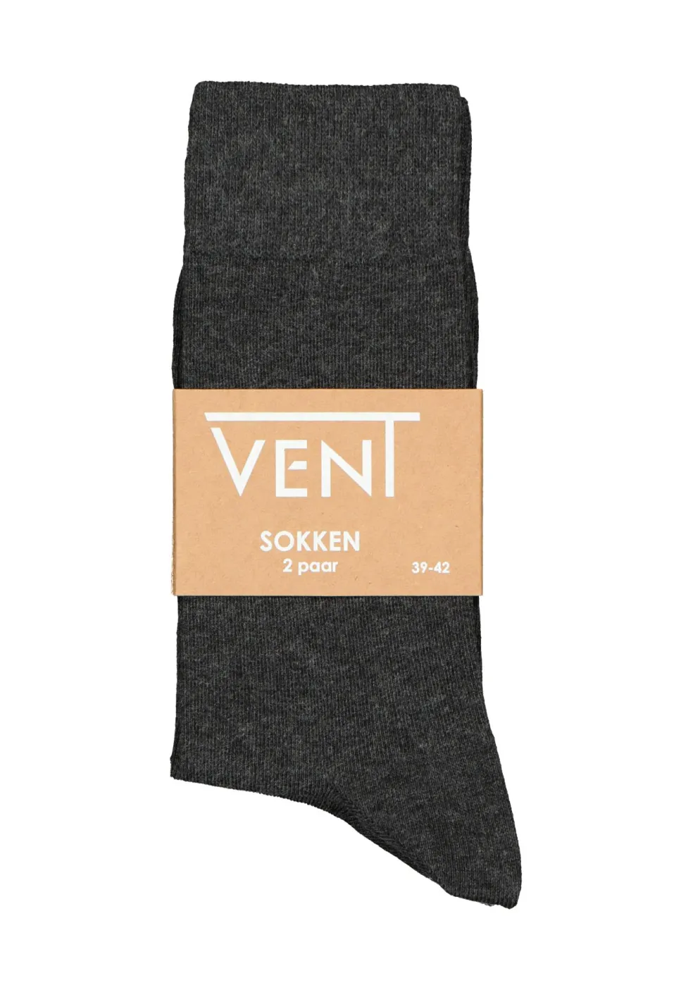 VENT herensokken katoen (2-pack), antraciet grijs