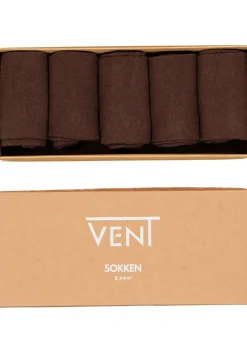 VENT herensokken katoen (5-pack), donkerbruin