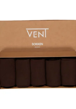 VENT herensokken katoen (5-pack), donkerbruin