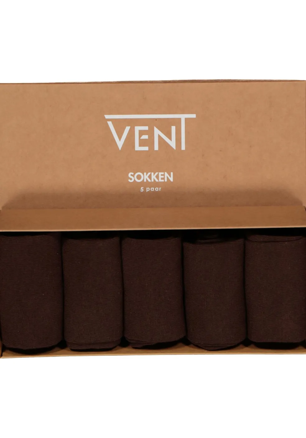 VENT herensokken katoen (5-pack), donkerbruin