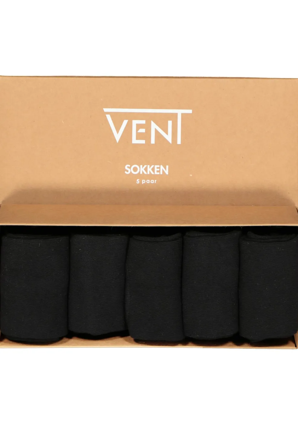 VENT herensokken katoen (5-pack), zwart