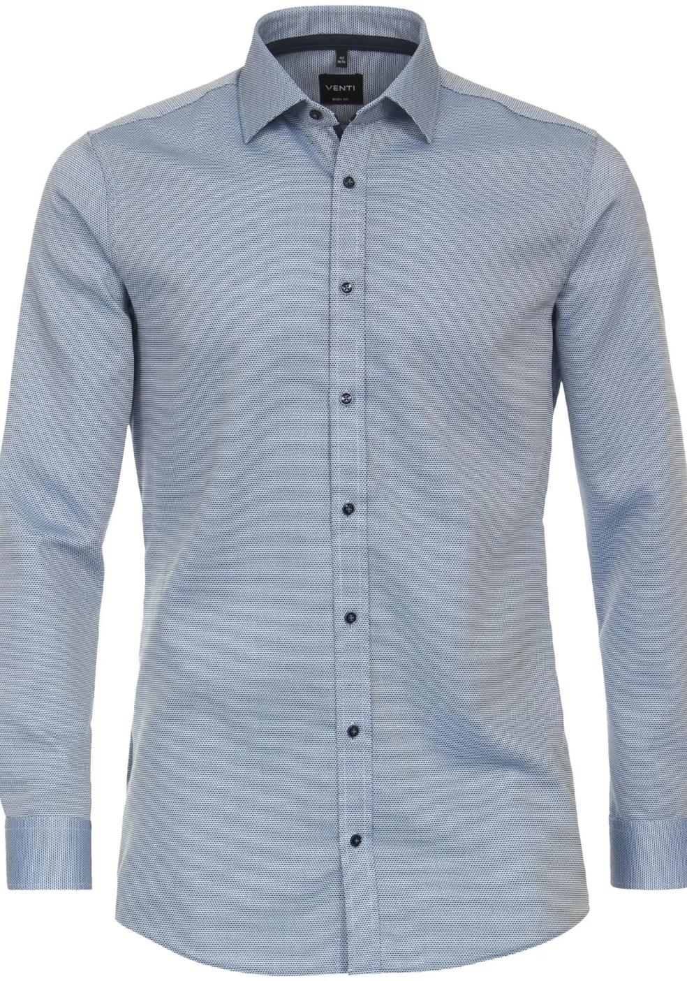 VENTI body fit overhemd, dobby, blauw