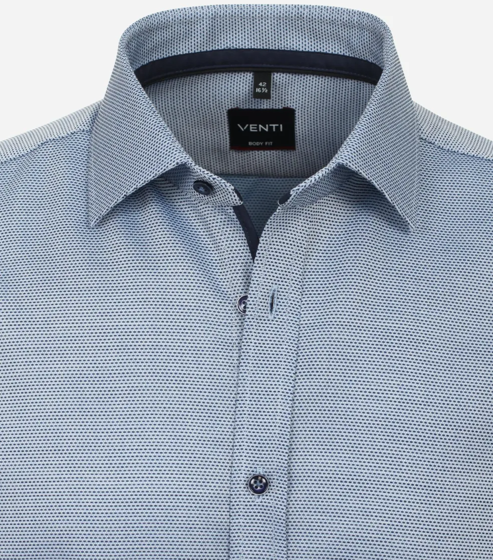 VENTI body fit overhemd, dobby, blauw