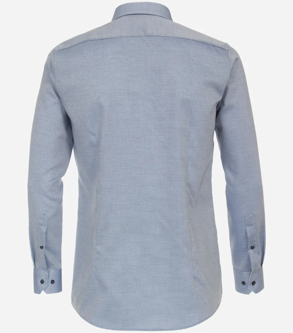 VENTI body fit overhemd, dobby, blauw