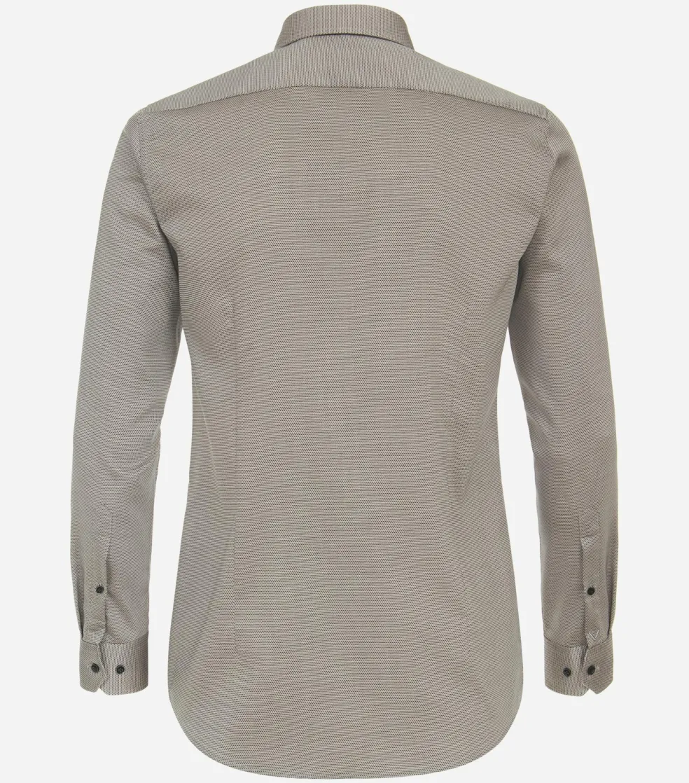 VENTI body fit overhemd, dobby, bruin
