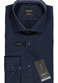 VENTI body fit overhemd, donkerblauw twill (contrast)