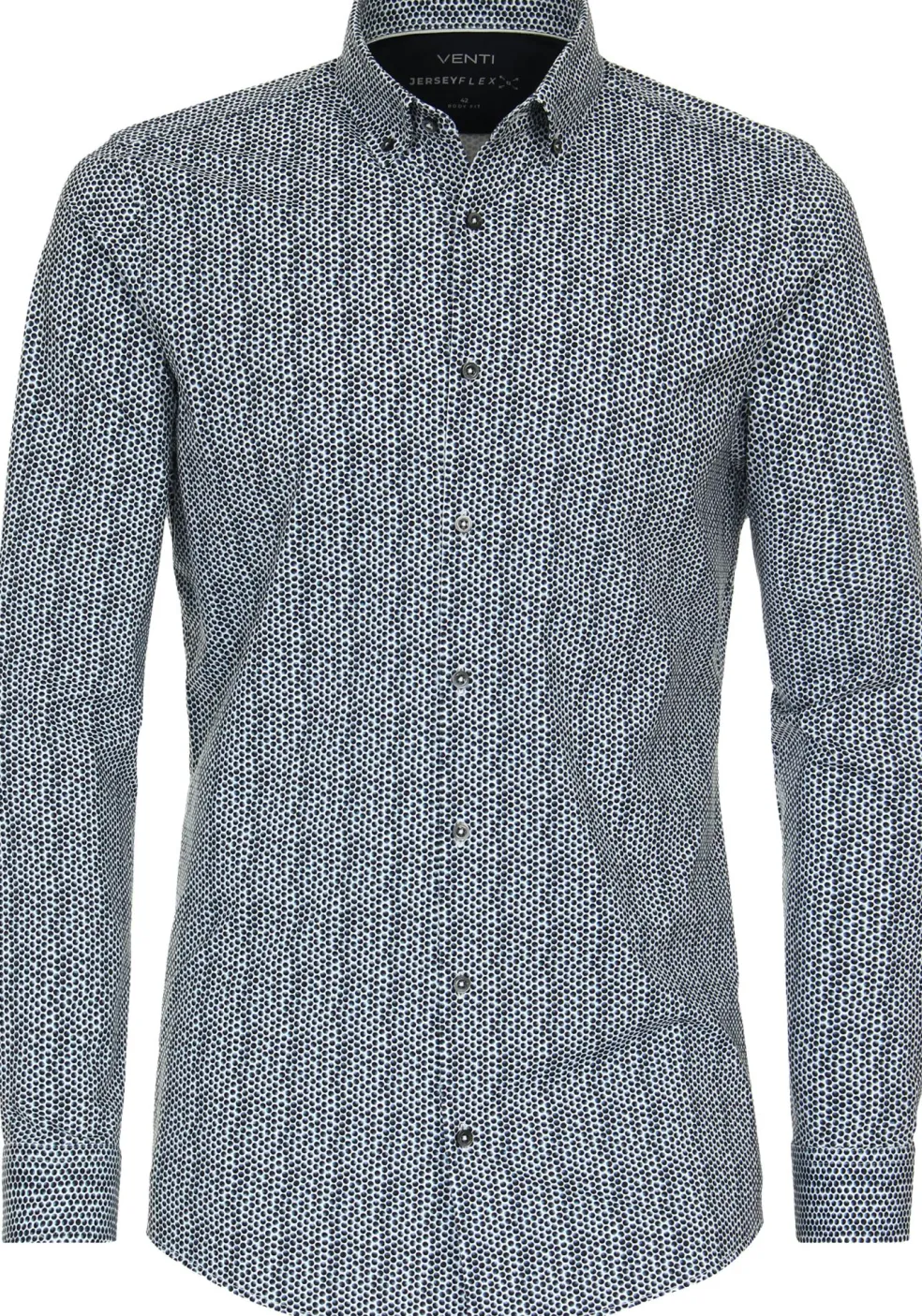 VENTI body fit overhemd, jersey, blauw dessin
