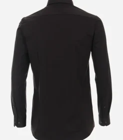 VENTI body fit overhemd, jersey, zwart