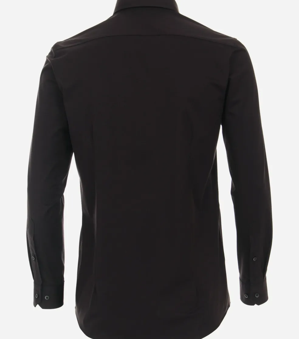 VENTI body fit overhemd, jersey, zwart